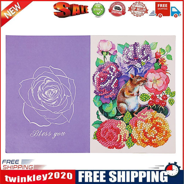 DIY Diamond Painting Greeting Cards Flowers Birthday Festival Blessing Gift