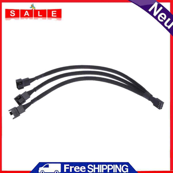 4-Pin PWM Fan Cable 1-3 Way Splitter Black Sleeves Extension Cable