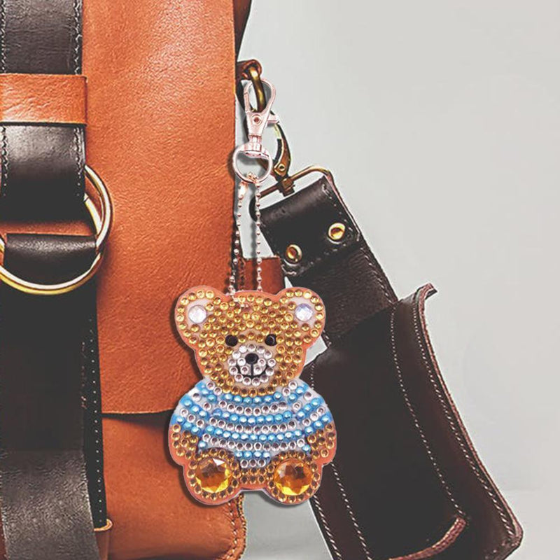 4pcs DIY Full Drill Special Shaped Diamond Painting Bear Rhinestone Keychains