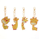 4pcs DIY Diamond Giraffe Keychain Full Special Shaped Drill Painting Kit Newly