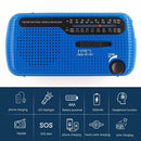 Solar Hand Crank Radio AM/FM Radio with LED Flashlight for Outdoor (Blue)
