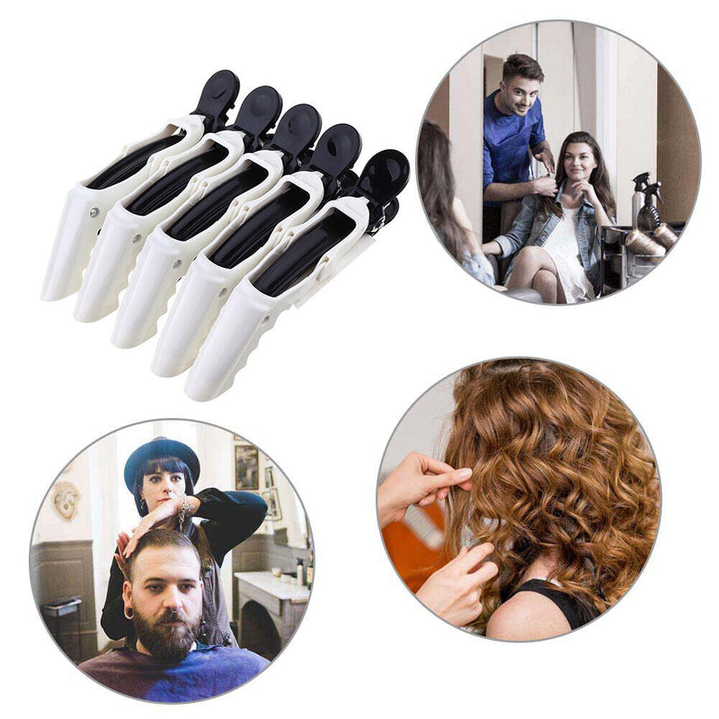 5pcs Sectioning Hair Clamps Alligator Clips Grips Hairpin (Black White) Newly