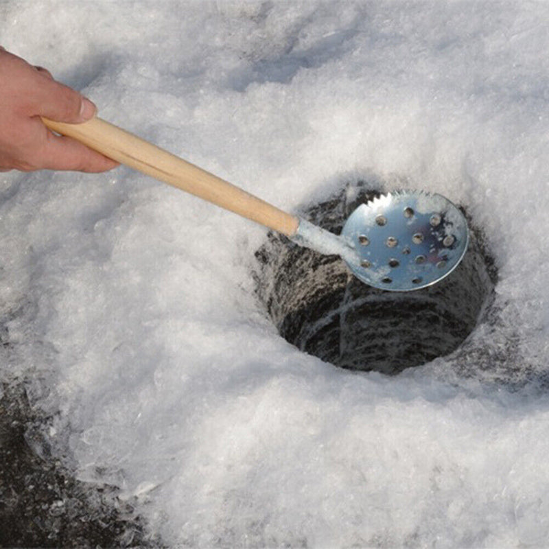 Ice Fishing Scoop Wooden Handle Fishnet Strainer Slush Skimmer Fishing Tackles