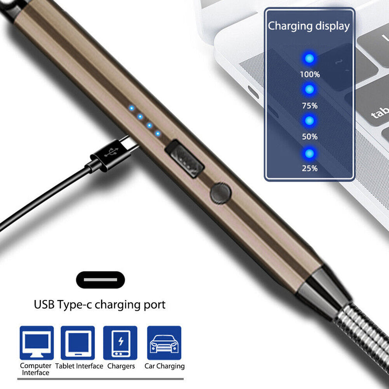 Windproof Electric Arc BBQ Lighter USB Plasma Ignition for Gas Stove BBQ Lighter