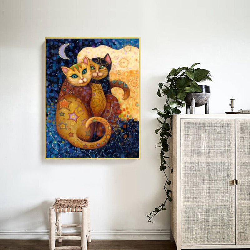 Couple Cats Oil Paint By Numbers Kits Canvas Picture Gift for Adults Children
