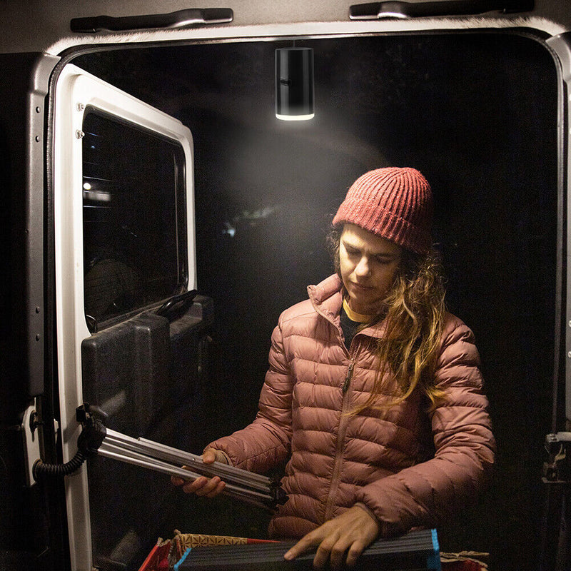 USB Mini Outdoor Inflatable Mat Air Pump Camping Emergency Lighting (Black)