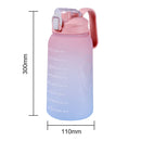2L Water Bottle Straw Cup Time Marker Sports Drinking Fitness Jugs (Pink) Newly