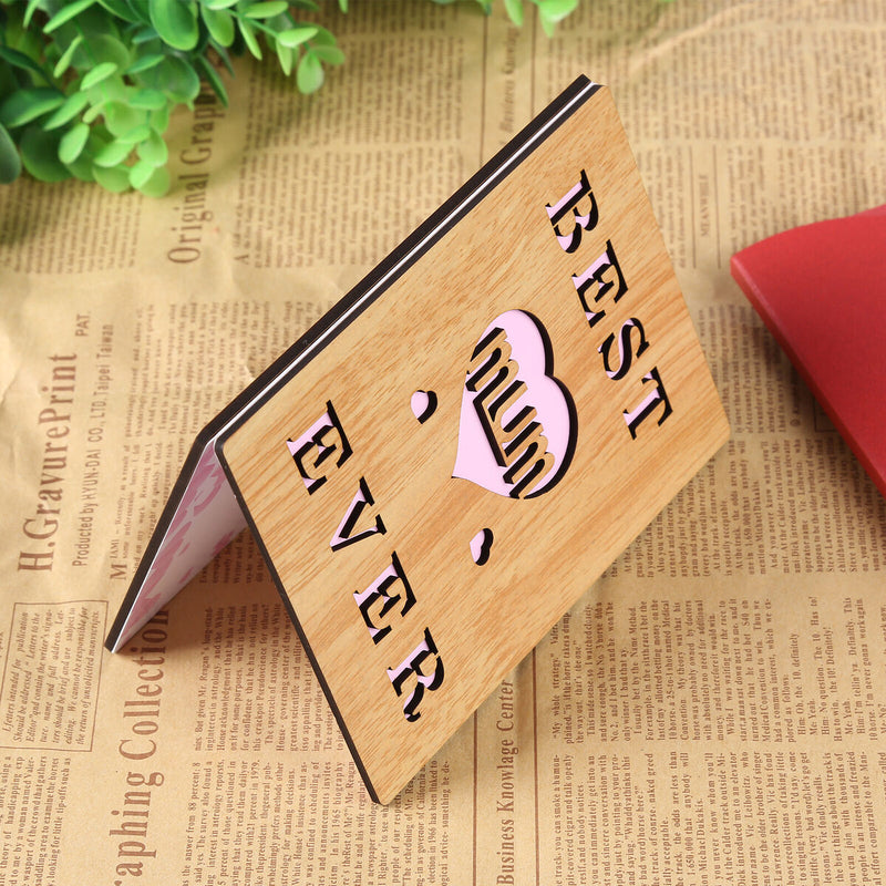 Mothers Day Greeting Card, Wooden Card, Unique Gift for Mom From Son Daught