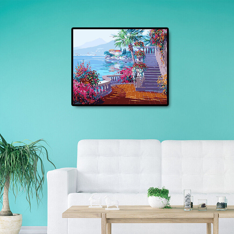 DIY Painting By Numbers Kit Hand Painted Castle Wall Art Craft Living Room Decor