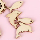 Handmade Mixed Sea Theme Whale Shape Scrapbooking Wooden Craft Sailboat Dolphin