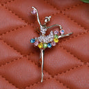 UEB Dancing Ballet Girls Ballerina Brooch Pins Clear AB Crystal Silvertone Fa