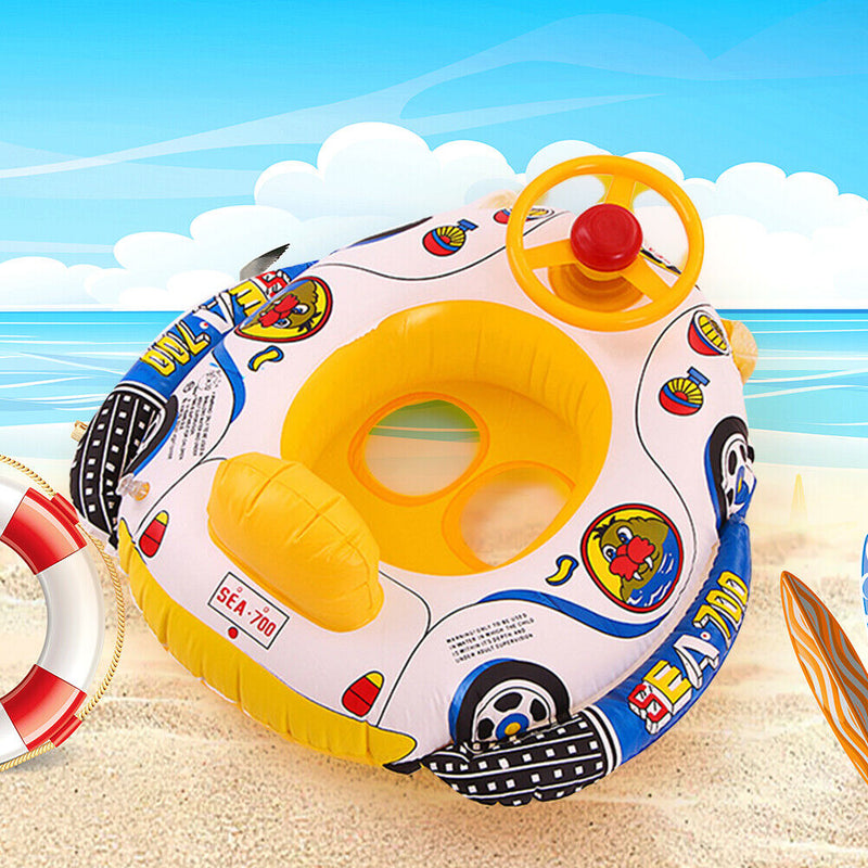 Inflatable Car Steering Wheel Boat Baby Circle Seat Ring Water Toys Random Newly