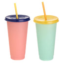 Multicolor Discoloration Portable Coffee Drink Ware Plastic Cup Straw Cup