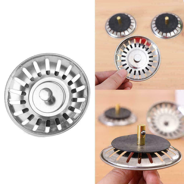 Steel Kitchen Sink Strainer Waste Plug Drain Stopper Sale Fast Bask W6Q5