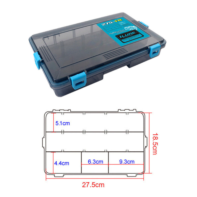 Double Sided Fish Hook Lures Bait Storage Box Fishing Tackle Case (Blue) Newly