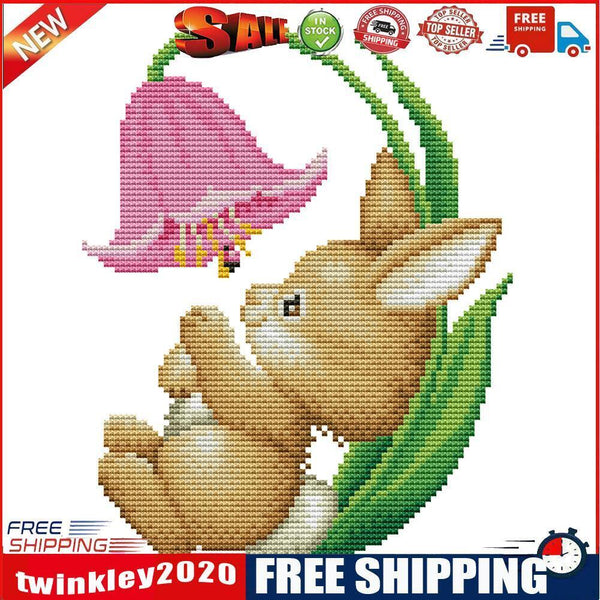14CT Rabbit DIY Counted Cross Stitch Kit Eco-friendly Thread Needlework