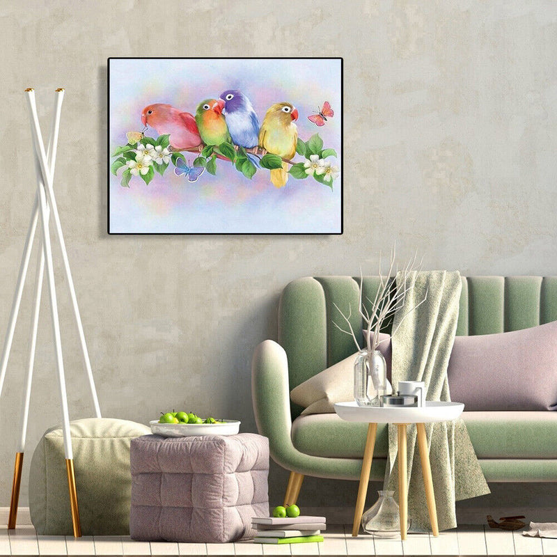 5D DIY Diamond Painting Standing Branch Parrots Cross Stitch Embroidery Rhinesto