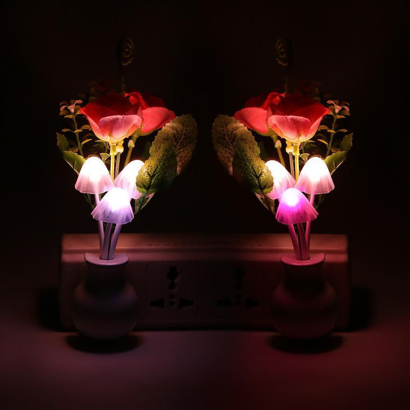 Colorful LED Mushroom Night Light Luminous Lamp Sensor Baby Gift(EU Plug)