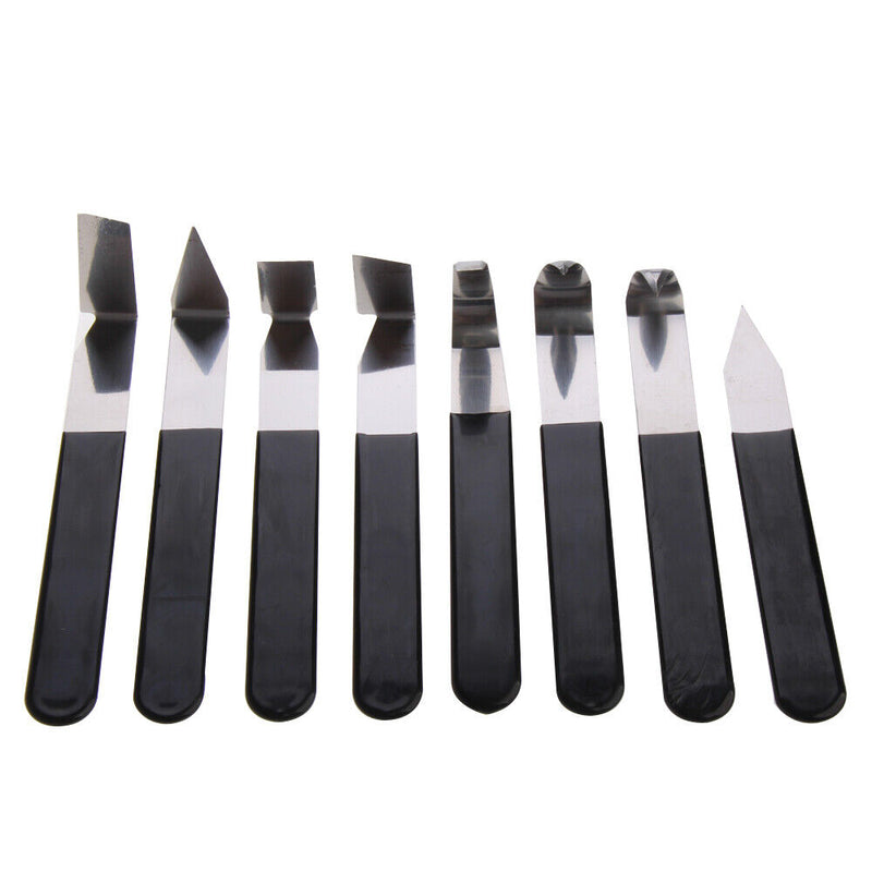 8PCS Stainless Steel Ceramic Clay Sculpture Wax/Rubber Handle DIY Ceramic Carving