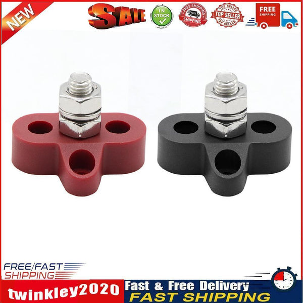 2pcs Bus Bar Terminal Blocks Single M8 Positive Power Distribution Studs Newly