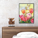 Rabbit in Flowers Colouring Oil Canvas DIY Hand Painted Art Paint By Numbers