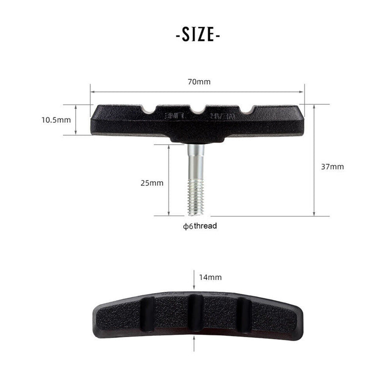 Bicycle V Brake Pads MTB Road Bike V-Brake Block with Hex Nuts + Spacers 1 Pa