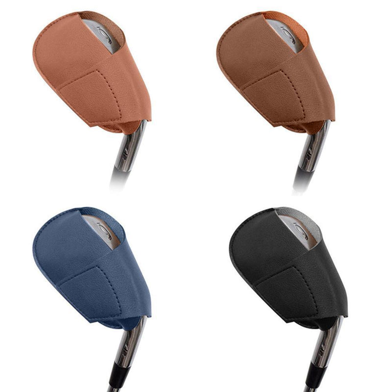 Golf Iron Club Head Cover Rod Head Protective Case PU Wedges Cover (Black)