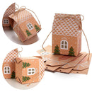 Tree House Shape Gift Bags Christmas Candy Box Kraft Paper Cookies Pouch
