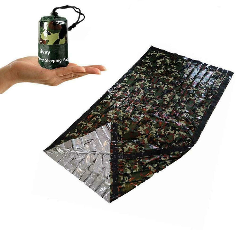 Emergency Sleeping Bag Camouflage Waterproof Thermal Survival Hot Cam T1K5