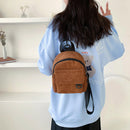 Women Preppy Style Multi Pocket Shoulder Bag Solid Color Corduroy Backpacks