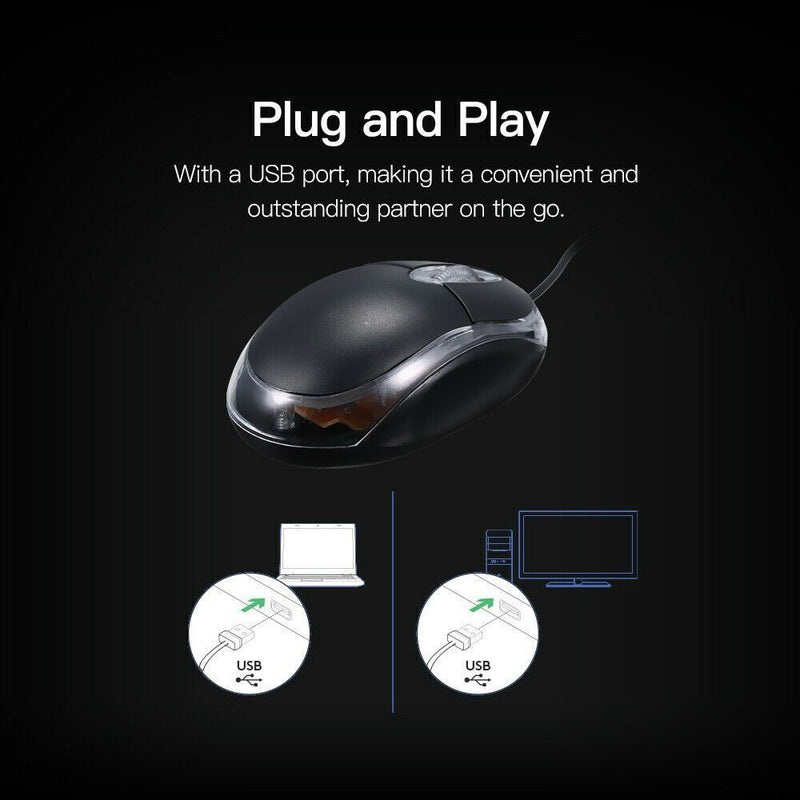 Work Long Laptop Ergonomic Optical Game Gaming Mice Backlight USB Wired Mouse