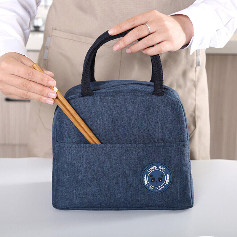 Waterproof Patch Lunch Bag Thermal Insulated Cooler Bento Case Tote (Blue)