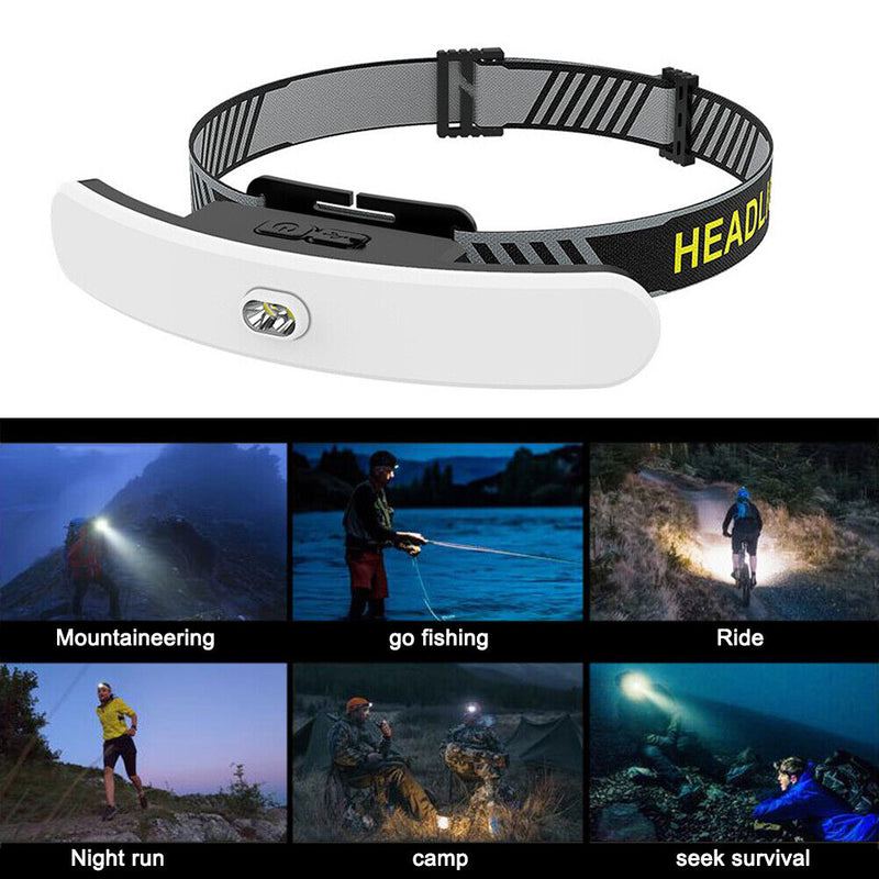 COB LED Headlight Flashlight Rechargeable Headlamp Torch Camping Work Light