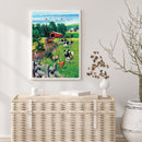 5D DIY Full Drill Round Shape Farm Cow Rhinestone Diamond Drawing for Home