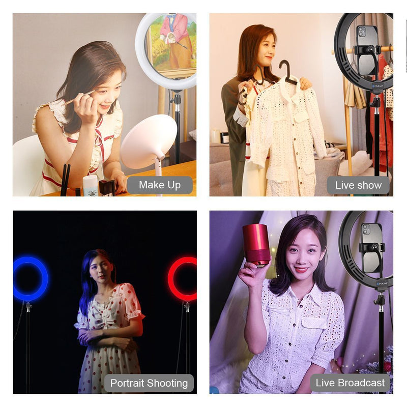 Dimmable Vlogging 10.2 inch 26cm RGBWW Selfie Lamp Ring Video Light Kit