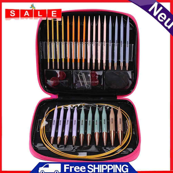13 Pair Crochet Hook Circular Knitting Needles Set with Case DIY Art Craft Tools