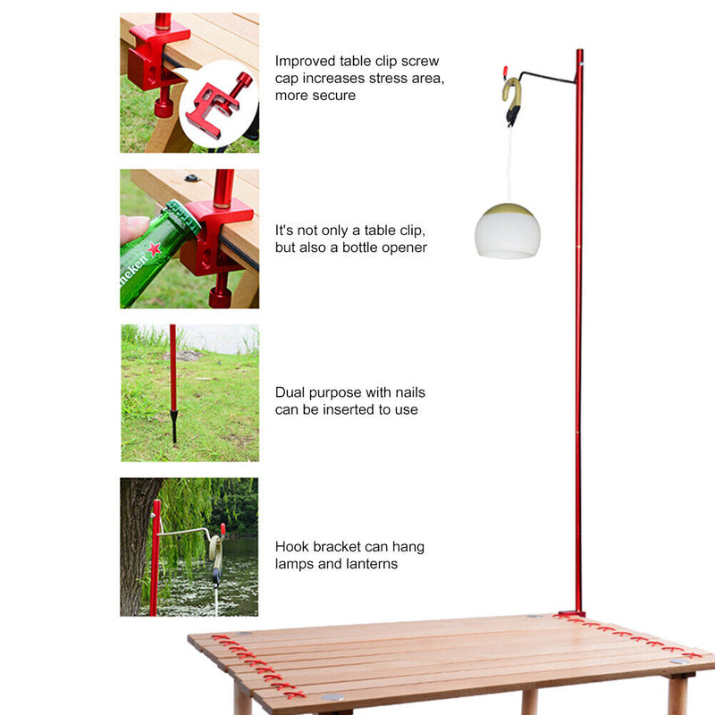 Telescopic Foldable Lamp Rod for Fishing Camping Light Holder Pole (Red) Newly