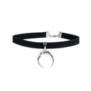 Women Crescent Moon Choker Necklace Gothic Pendant Statement Goth Necklace
