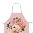 Kitchen Pink Aprons for Women Men Household Piggy Aprons Linen Cook Tablier
