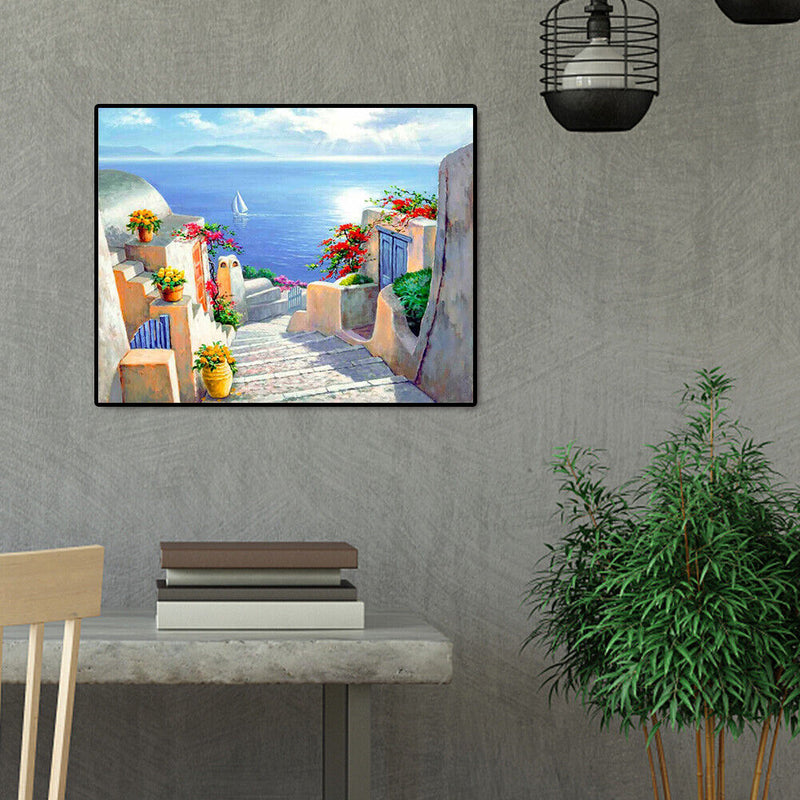 5D Full Round Drill Diamond Painting Castle Steps DIY Cross Stitch Picture Decor