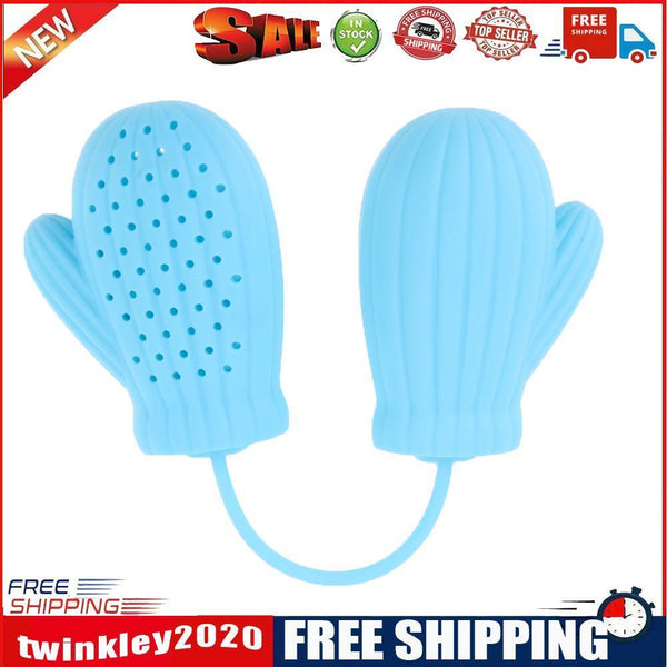 Silicone Christmas Kitchen Coffee Filter Infuser Gloves Tea Strainer (Blue)