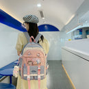 Japanese Harajuku Backpack School Students Hit Color Mochila with Pendant Badge
