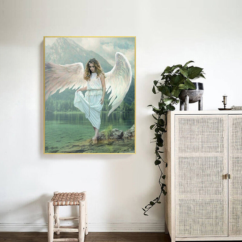 Frameless Oil Paint By Numbers DIY Angel Picture Craft Kit for Home Living Room