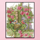 14CT Partial Cross Stitch Flower Birds Counted DIY Cotton Thread Needlework Gift