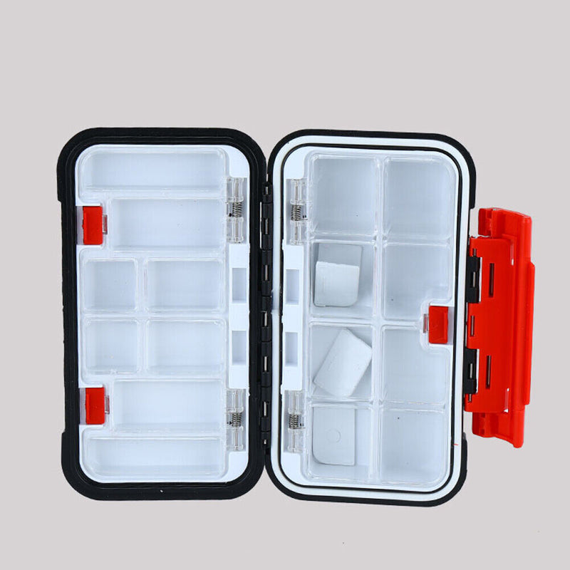Fishing Waterproof Fish Tackle Box Double-Side Hook Bait Case (Black Red M)