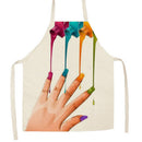 Kitchen Linen Apron Color Nail Polish Painted Party Supply Cleaning Pinafore