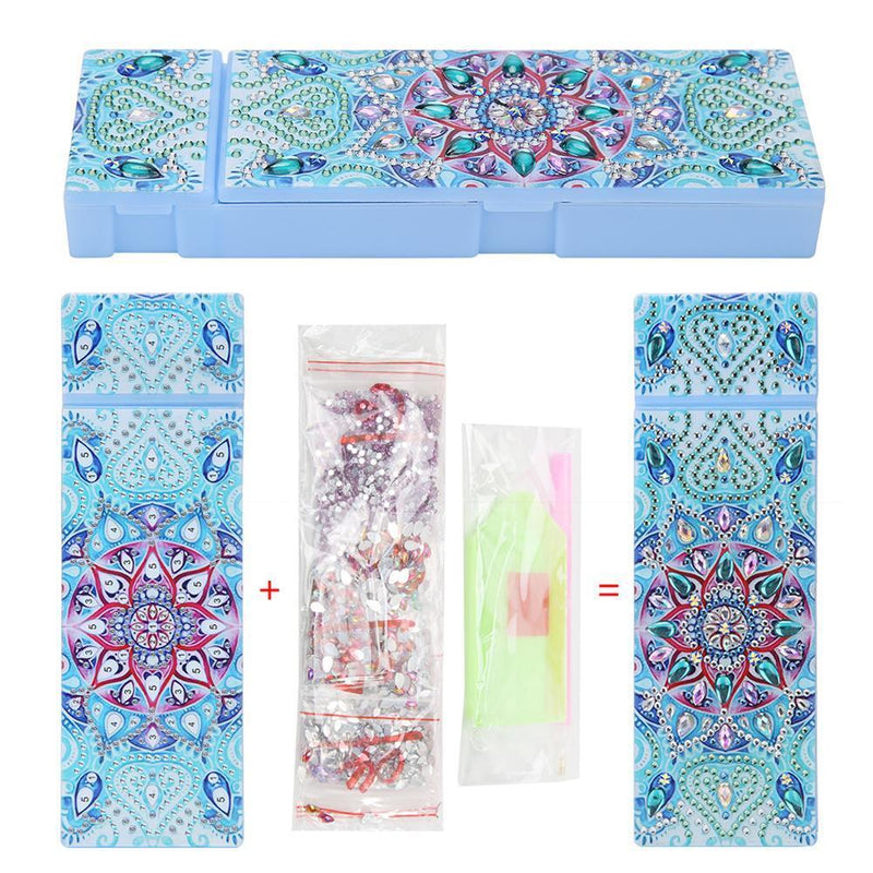 DIY Mandala Special Shaped Diamond Painting 2 Grids Student Pencil Case Box Gift