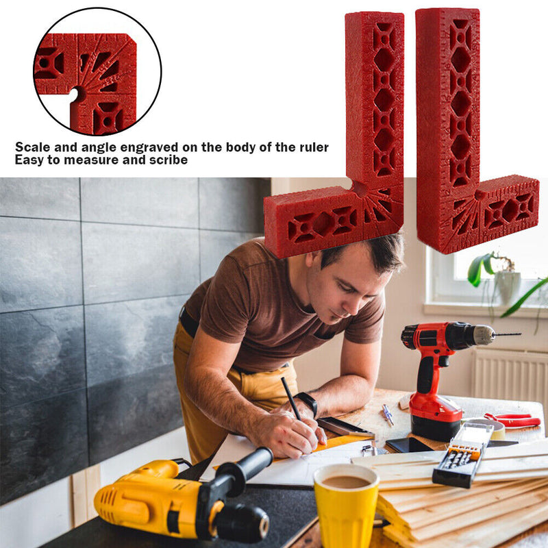 Right Angle Clamp Ruler L-Shaped Woodworking Positioning Fixture (Red) Newly