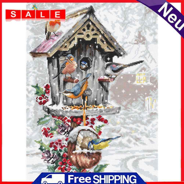 11CT Full Embroidery Kit Mailbox Bird Cotton Counted Cross Stitch Home Decor