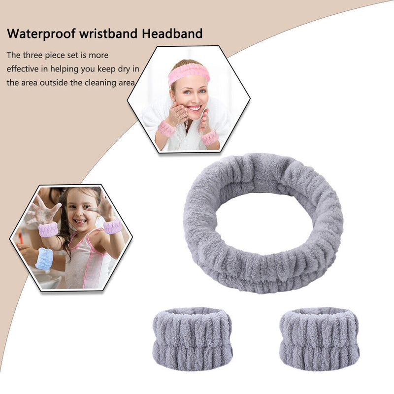 #A 3pcs Absorbent Wristband Soft Flannel Wrist Sweatband Solid Color Skin Care T